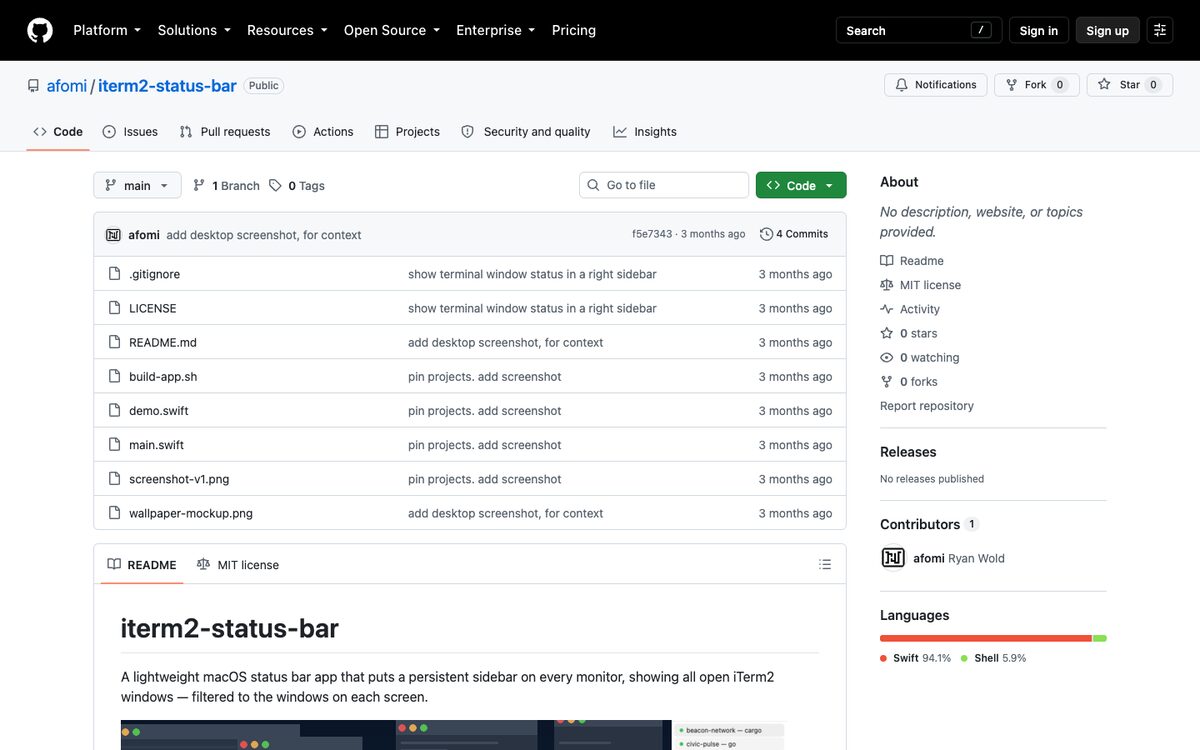 Screenshot of iTermSidebar