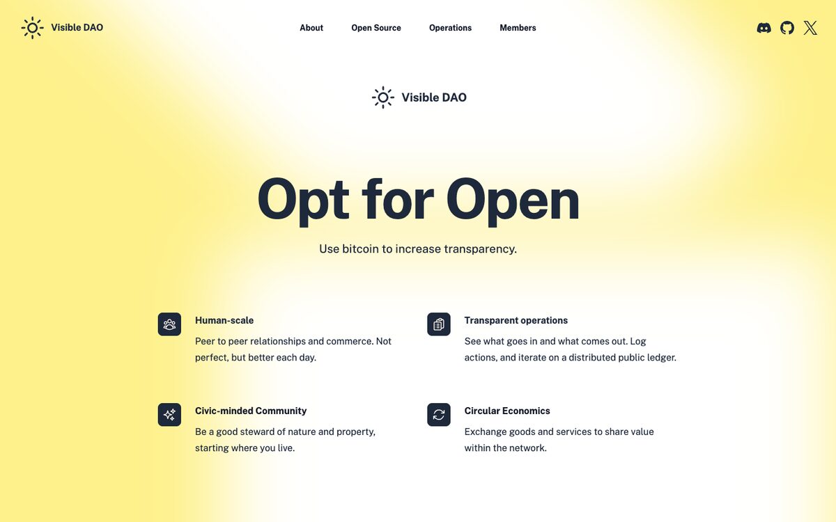 Screenshot of Visible DAO